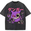 Vintage Washed Blue Skeleton Gengar Japanese Graphic Tee