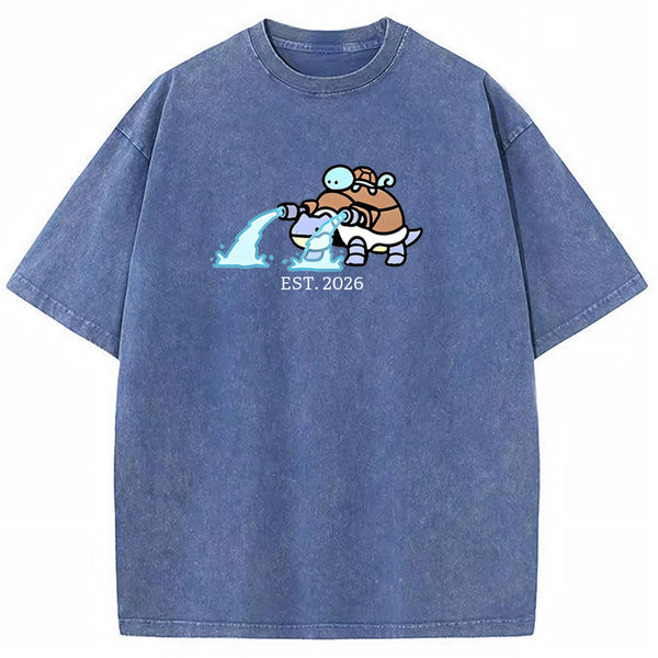 Cute Parent & Kid Blastoise Vintage Washed T-Shirt