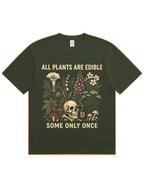 Retro Poisonous Plant Skull Mushroom  Soft Cotton T-Shirt