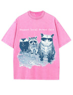 Vintage Washed Support Local Street Cats Graphic T Shirt