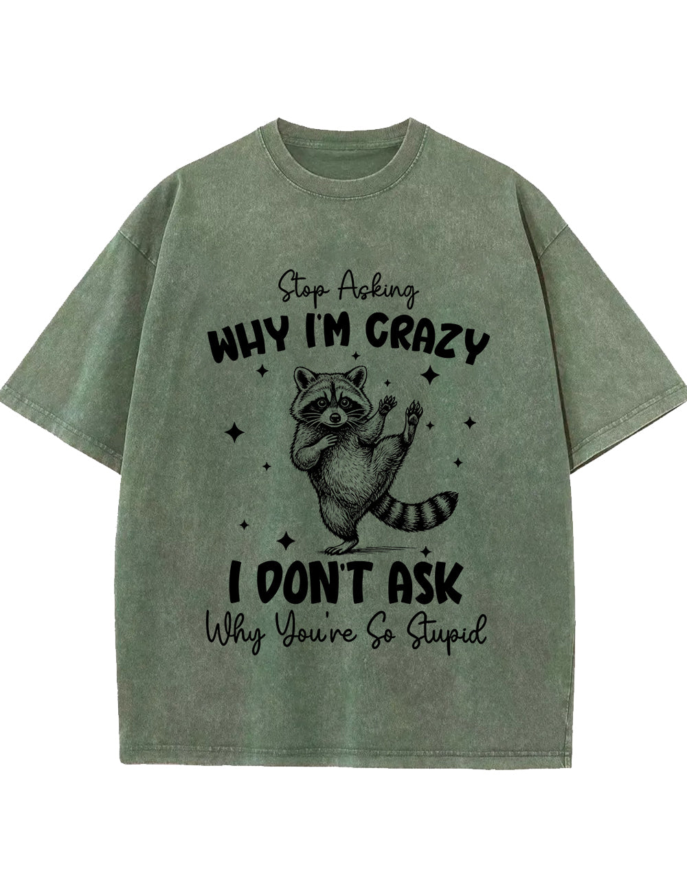Funny Sarcastic Raccoon Vintage Washed T‑Shirt