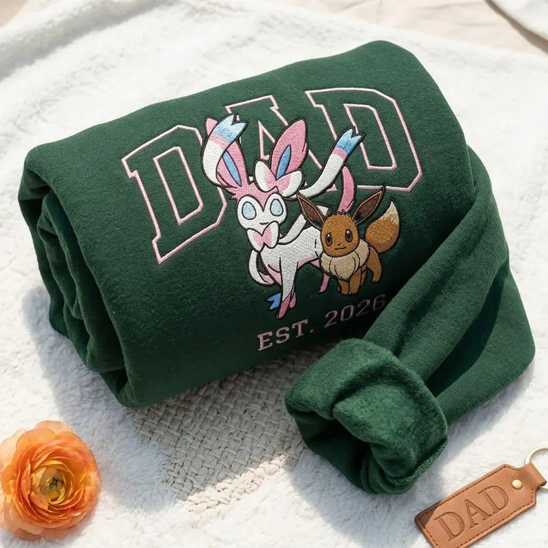Embroidered PokaDad Custom Shirt, Personalized Anime Dad Sweatshirt Main image