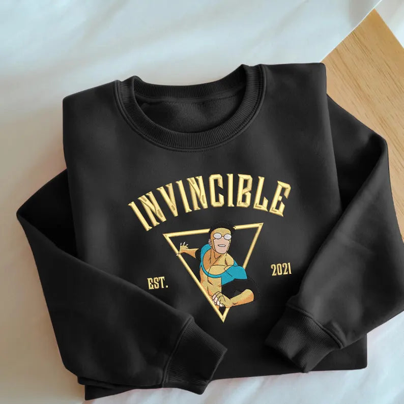 Invincble Characters Comic Embroidered Sweatshirt, Studio Hero Movie Shirt Secondary image