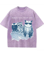 Vintage Washed Support Local Street Cats Graphic T Shirt