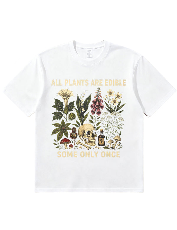Retro Poisonous Plant Skull Mushroom  Soft Cotton T-Shirt