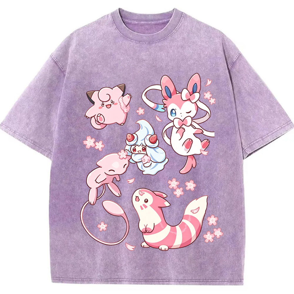 Pink Fairy Type Evolution Squad Cartoon Tee | Pokemon Anime Secondary image