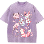 Pink Fairy Type Evolution Squad Cartoon Tee | Pokemon Anime