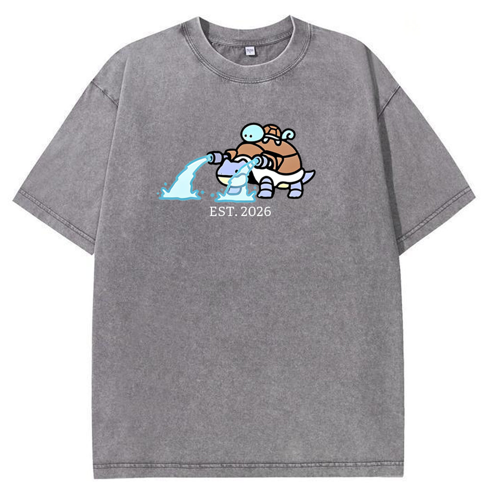 Cute Parent & Kid Blastoise Vintage Washed T-Shirt