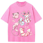 Pink Fairy Type Evolution Squad Cartoon Tee | Pokemon Anime