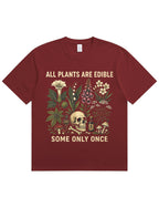 Retro Poisonous Plant Skull Mushroom  Soft Cotton T-Shirt