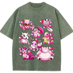 Pink Hearts Mixed Pokemon Cartoon Tee | Pokemon Anime