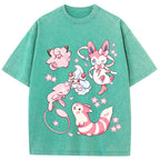 Pink Fairy Type Evolution Squad Cartoon Tee | Pokemon Anime