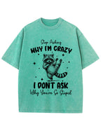 Funny Sarcastic Raccoon Vintage Washed T‑Shirt