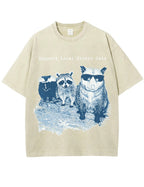 Vintage Washed Support Local Street Cats Graphic T Shirt
