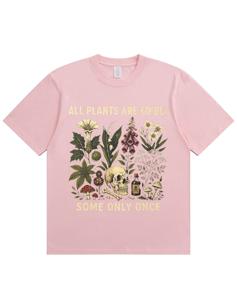 Retro Poisonous Plant Skull Mushroom  Soft Cotton T-Shirt