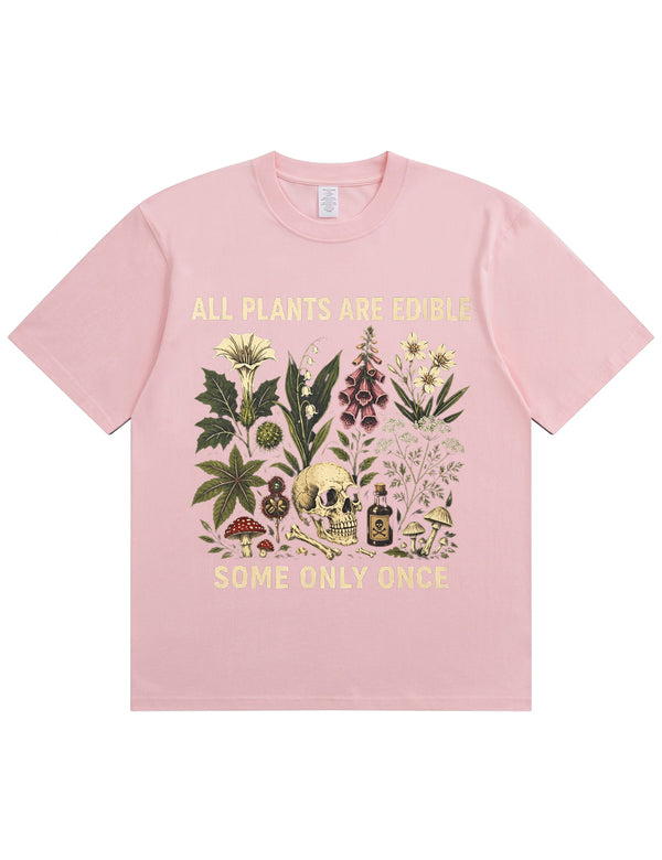 Retro Poisonous Plant Skull Mushroom  Soft Cotton T-Shirt