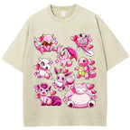 Pink Hearts Mixed Pokemon Cartoon Tee | Pokemon Anime