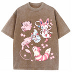 Pink Fairy Type Evolution Squad Cartoon Tee | Pokemon Anime