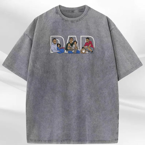 Personalized Dad Embroidered Washed Shirt