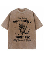 Funny Sarcastic Raccoon Vintage Washed T‑Shirt