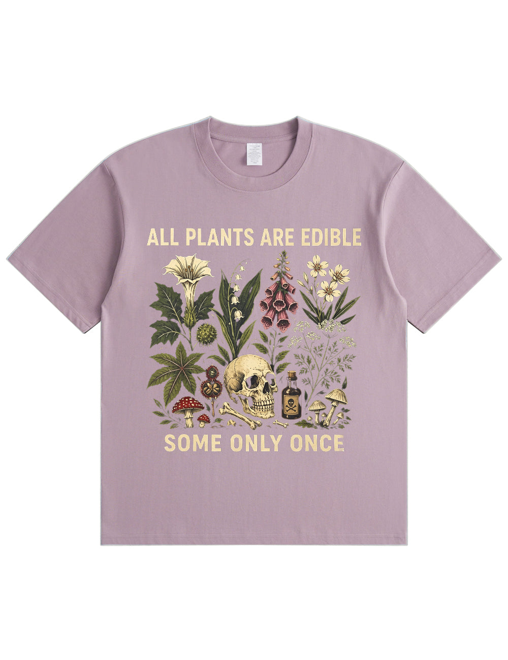 Retro Poisonous Plant Skull Mushroom  Soft Cotton T-Shirt