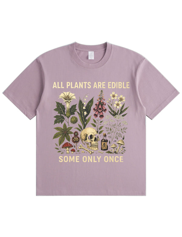 Retro Poisonous Plant Skull Mushroom  Soft Cotton T-Shirt