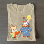 Two Clowns Holding Hands Casual Cotton T-Shirt