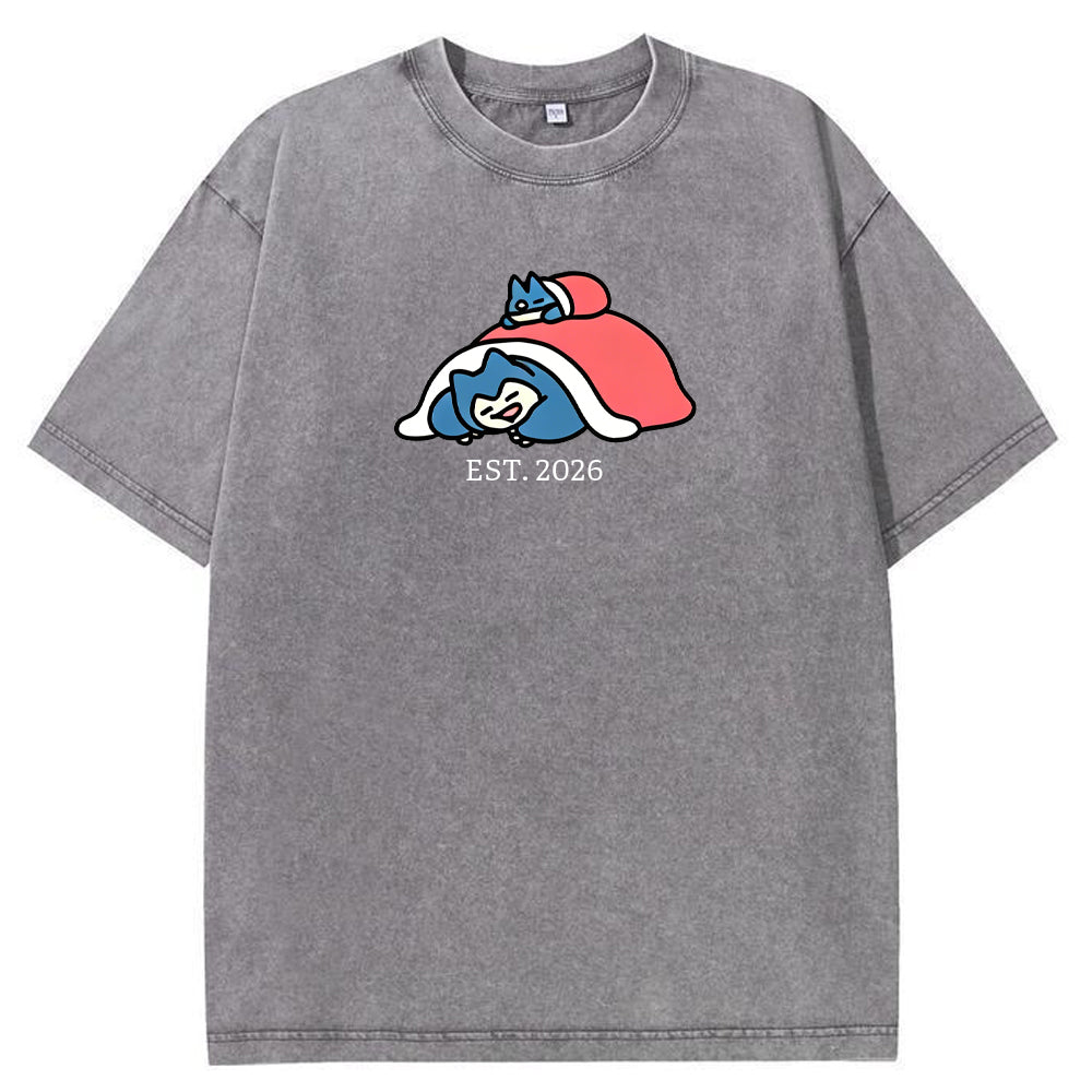 Cute Parent & Kid Snorlax Vintage Washed T-Shirt Secondary image