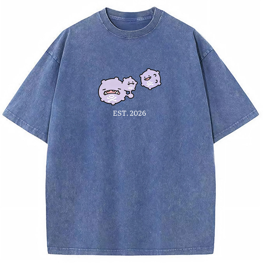 Cute Parent & Kid Koffing Trio Vintage Washed T-Shirt