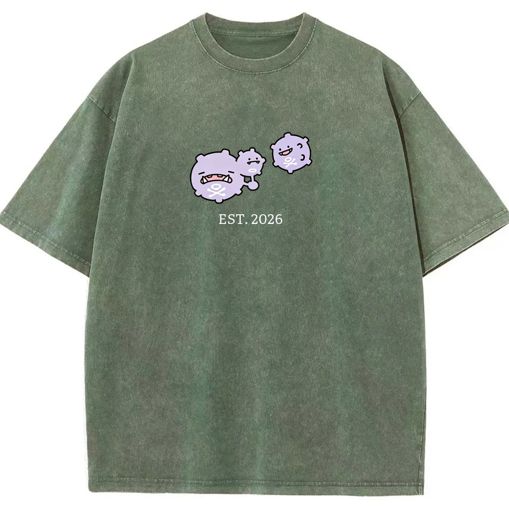 Cute Parent & Kid Koffing Trio Vintage Washed T-Shirt