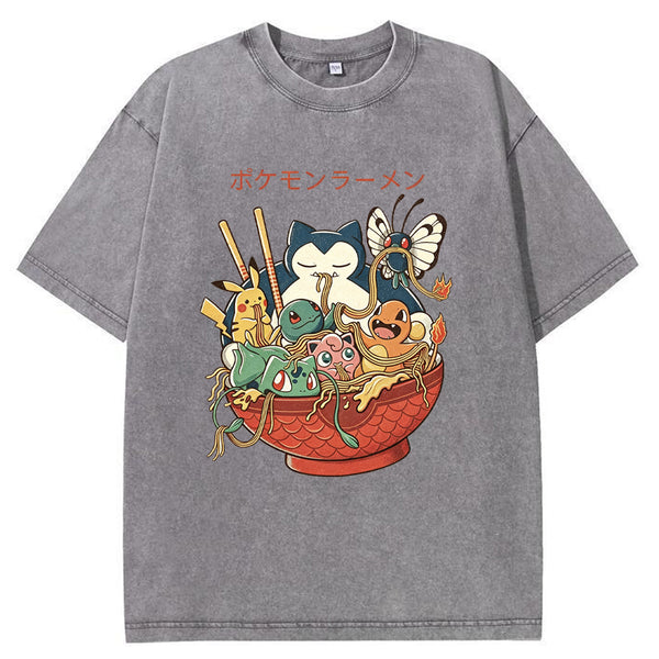 Pokemon Ramen Bowl Retro Cartoon Vintage Tee | Pokemon Anime