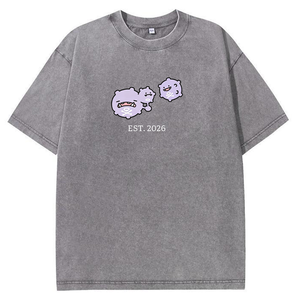 Cute Parent & Kid Koffing Trio Vintage Washed T-Shirt