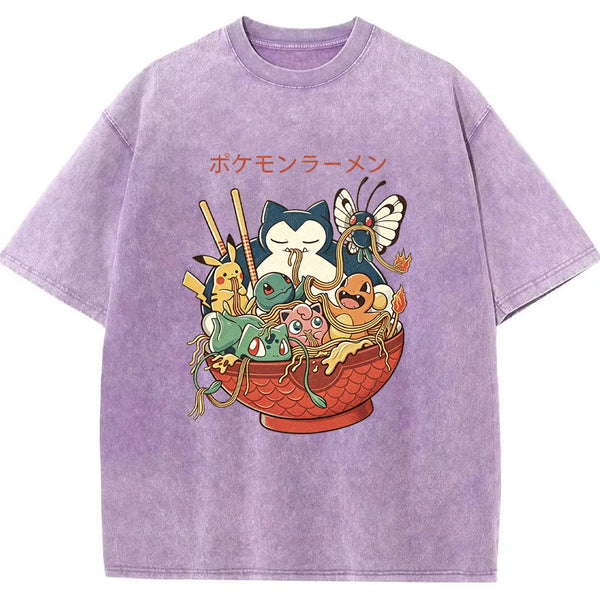 Pokemon Ramen Bowl Retro Cartoon Vintage Tee | Pokemon Anime