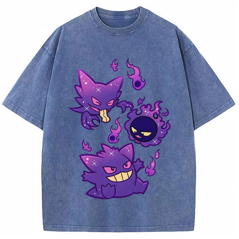 Purple Gastly Haunter Gengar Ghost Flame Cartoon Tee | Pokemon Anime