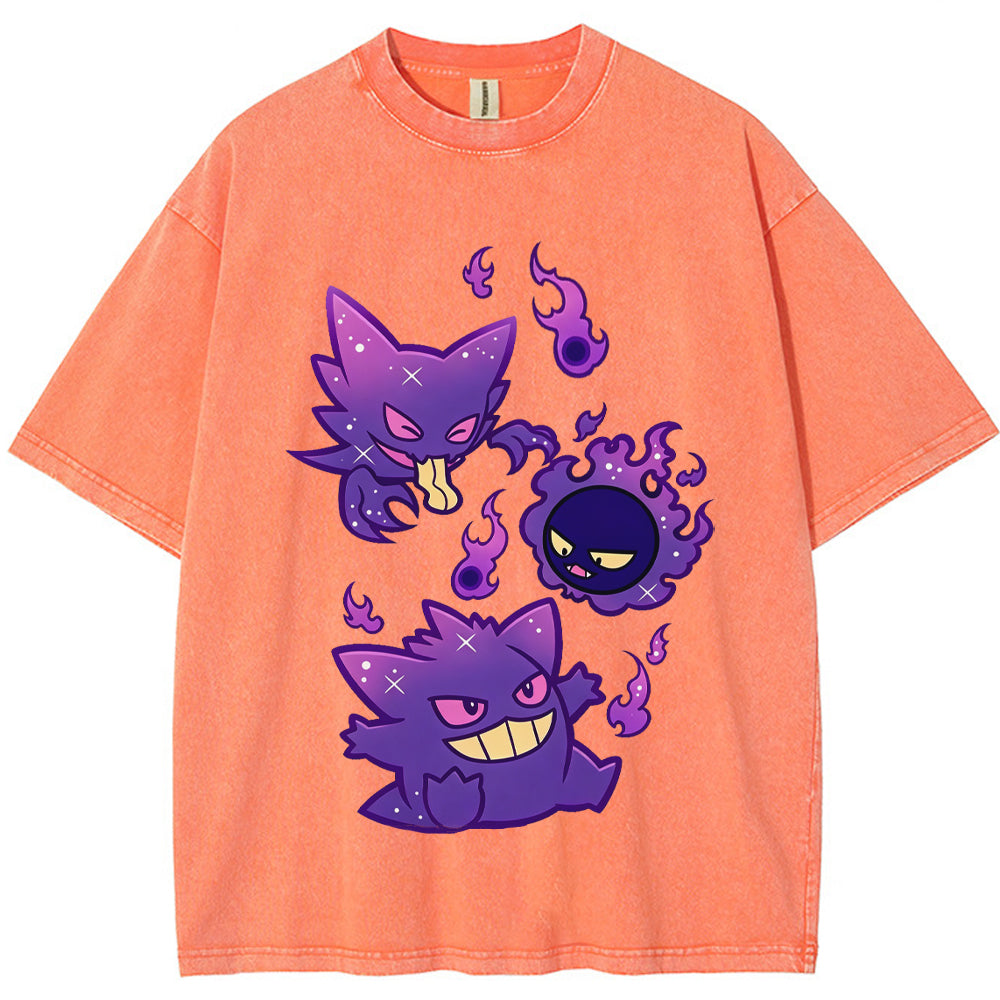 Purple Gastly Haunter Gengar Ghost Flame Cartoon Tee | Pokemon Anime