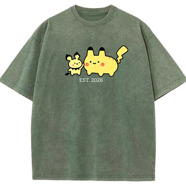Cute Parent & Kid Pikachu Vintage Washed T-Shirt
