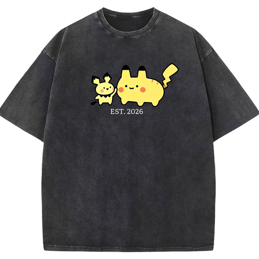 Cute Parent & Kid Pikachu Vintage Washed T-Shirt Main image