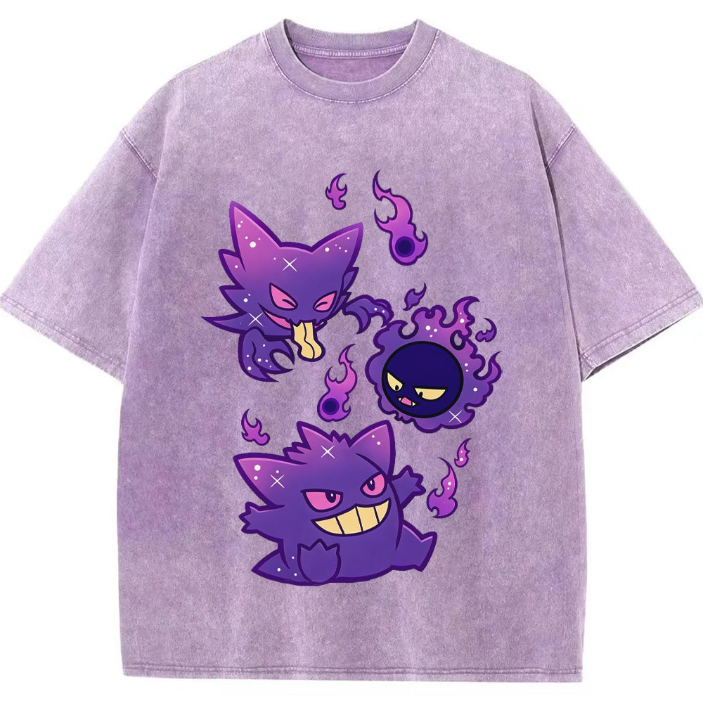 Purple Gastly Haunter Gengar Ghost Flame Cartoon Tee | Pokemon Anime