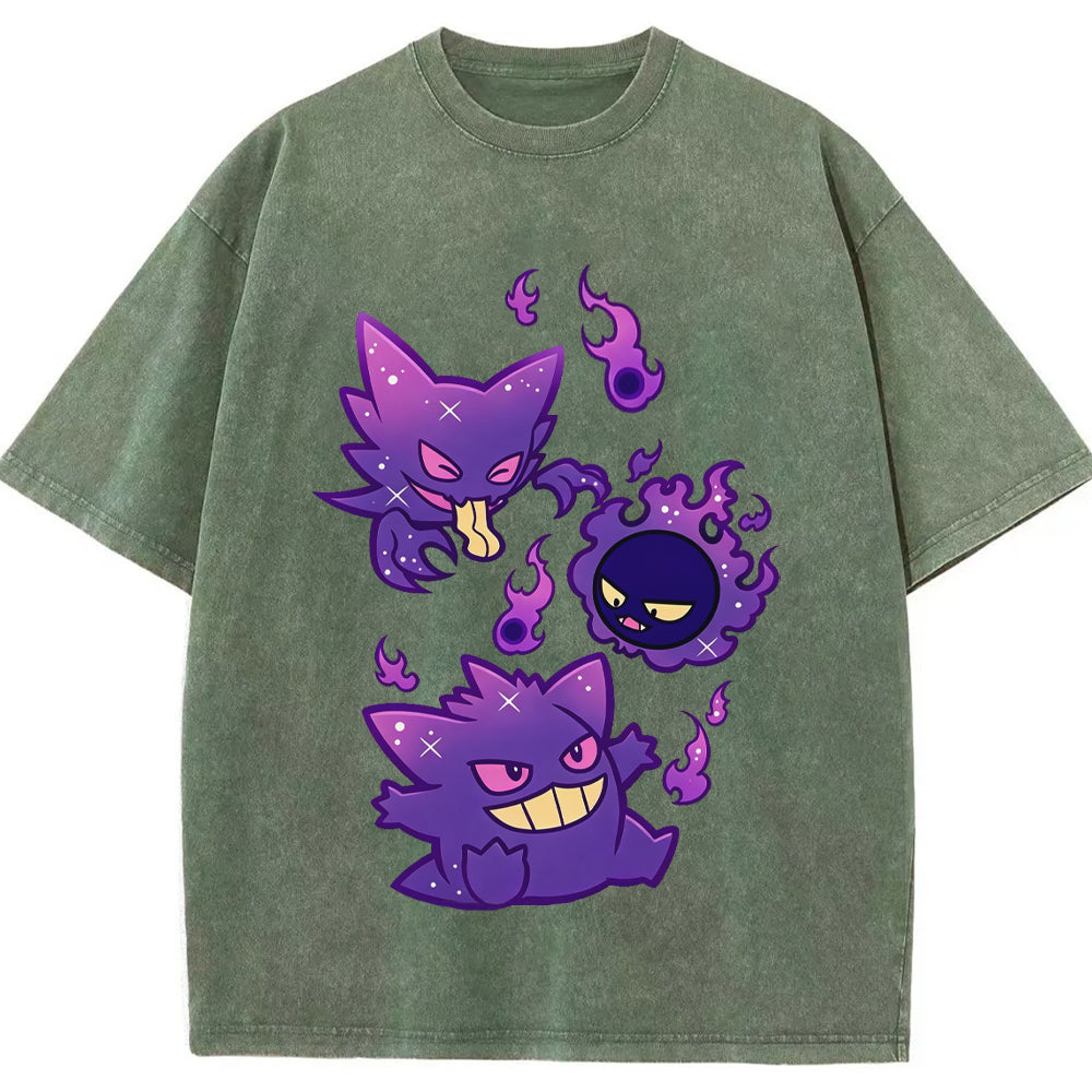 Purple Gastly Haunter Gengar Ghost Flame Cartoon Tee | Pokemon Anime