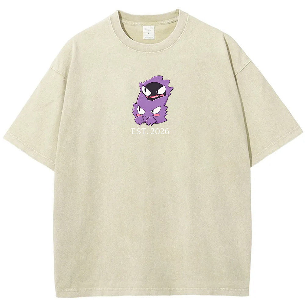 Cute Parent & Kid Gastly Haunter Vintage Washed T-Shirt