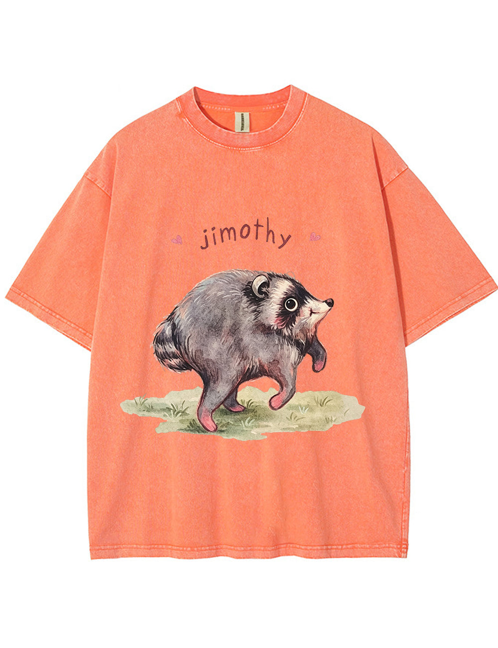 Vintage Washed Custom Name Raccoon Graphic T‑Shirt