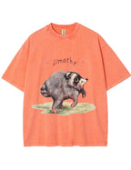 Vintage Washed Custom Name Raccoon Graphic T‑Shirt