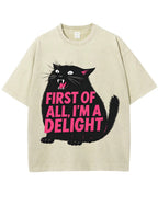 Funny Sarcastic Cat Oversized Casual T-Shirt