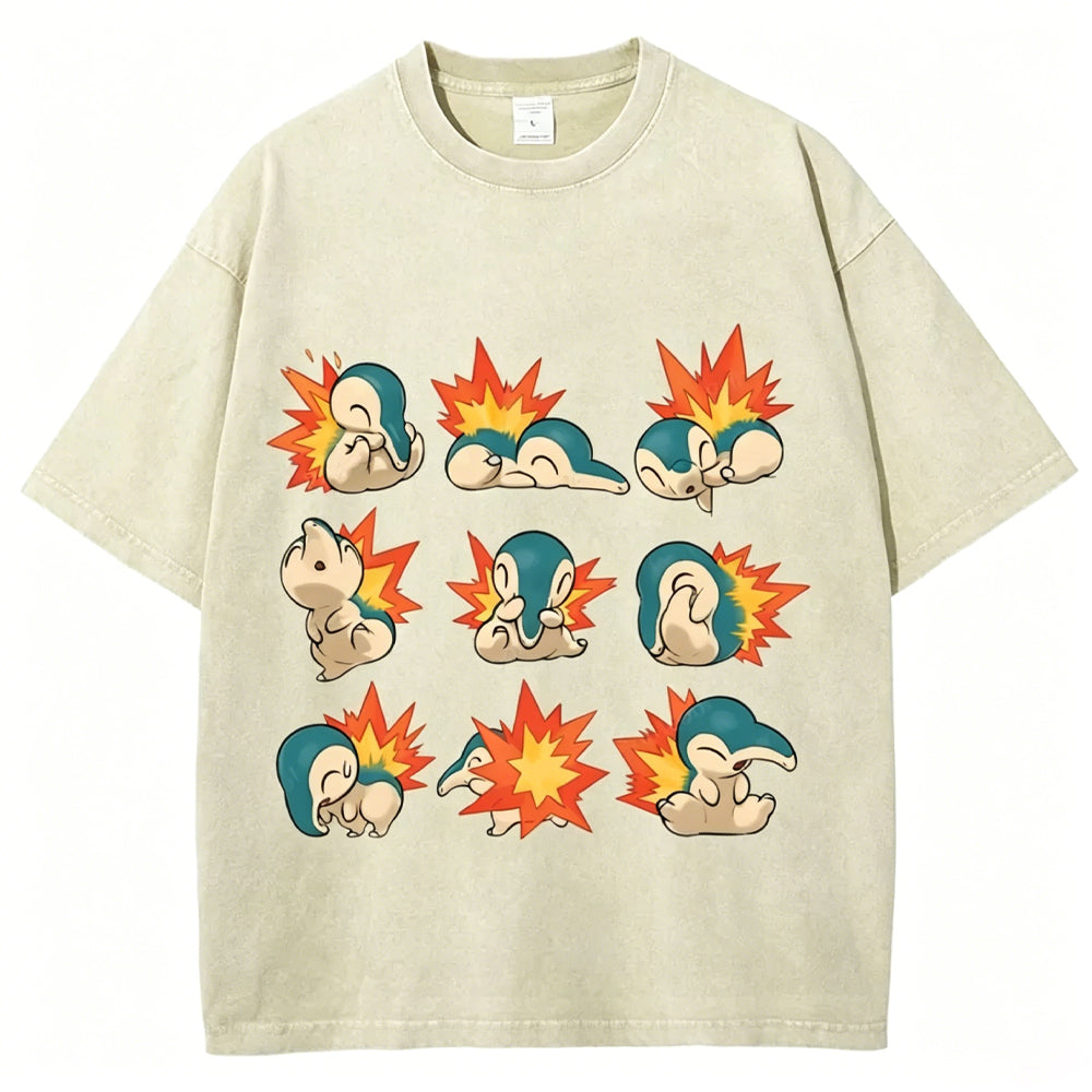 Cute Cyndaquil Unisex Vintage Washed Tee Main image