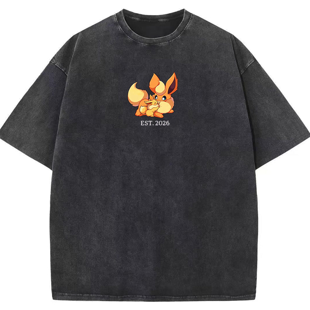 Cute Parent & Kid Eevee Vintage Washed T-Shirt