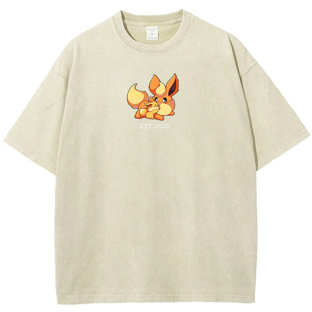 Cute Parent & Kid Eevee Vintage Washed T-Shirt
