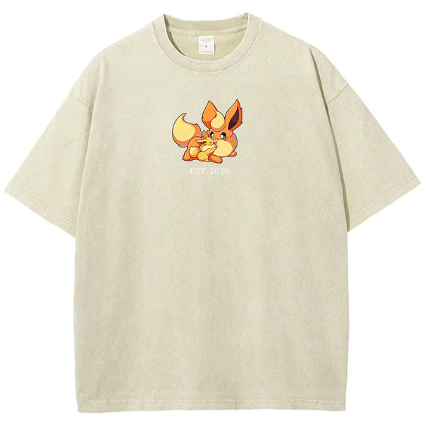 Cute Parent & Kid Eevee Vintage Washed T-Shirt