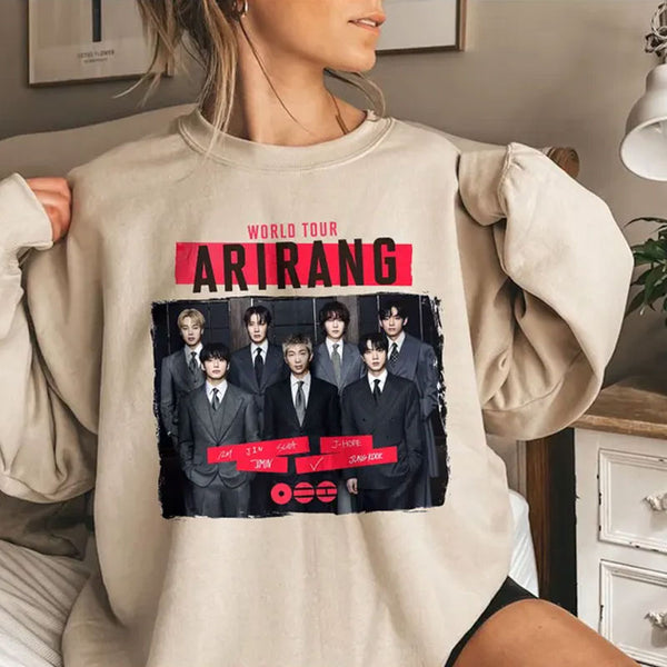 BTS Arirang World Tour T-Shirt, Bangtan 2026 Concert Sweatshirt, Merch Hoodie for Kpop Fan
