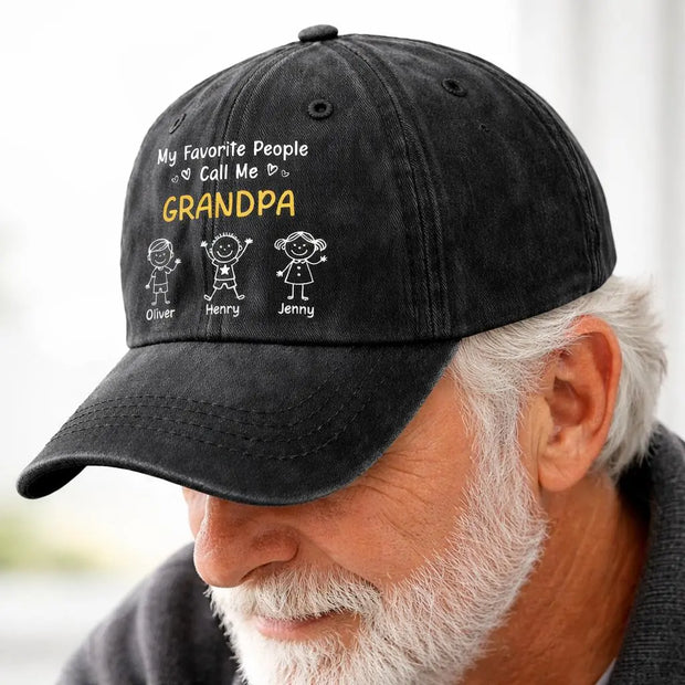 Custom Grandpa Denim Cap, My favorite People Hat Main image