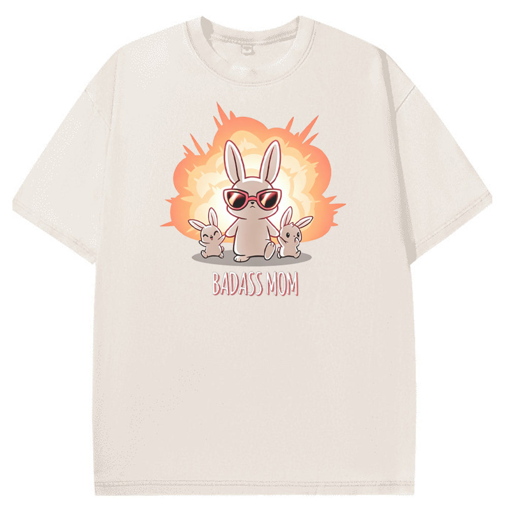 Funny Badass Mama Bunny Family Graphic Vintage Washed T-Shirt